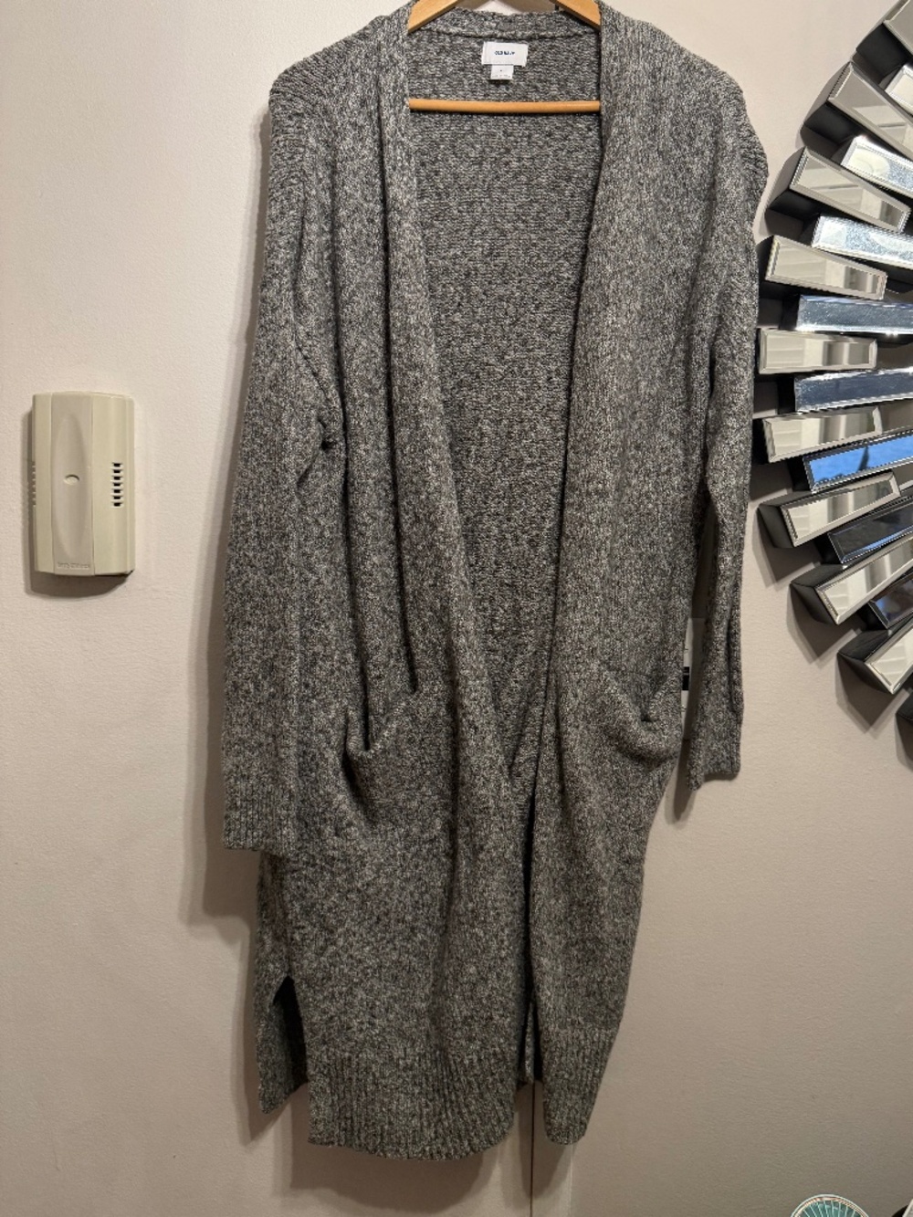 Marled Grey Extra Long Duster Size L